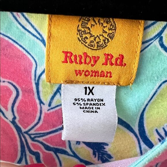 Ruby Rd. Pink and Yellow Floral Blouse - Picture 2 of 5